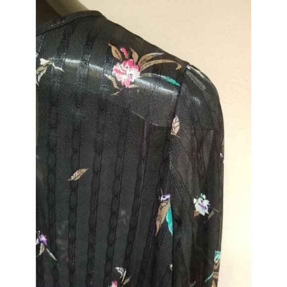 Vintage Risa Ann New York Womens Floral Sheer Top Size 18 1/2 Black 3/4 Sleeve - Picture 10 of 10